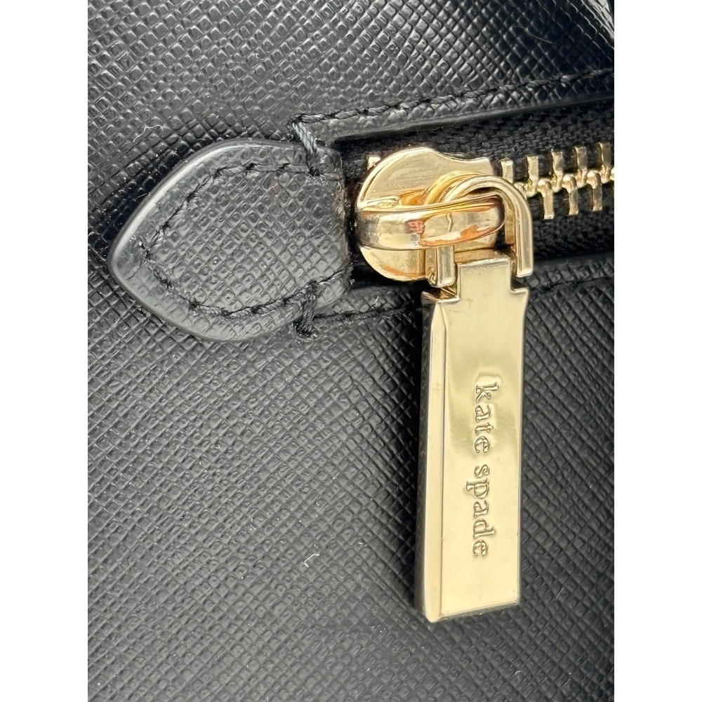 KATE SPADE New York‎ Black Leather Crossbody Bag Saffiano Sadie Gold Thin Purse - Picture 5 of 15